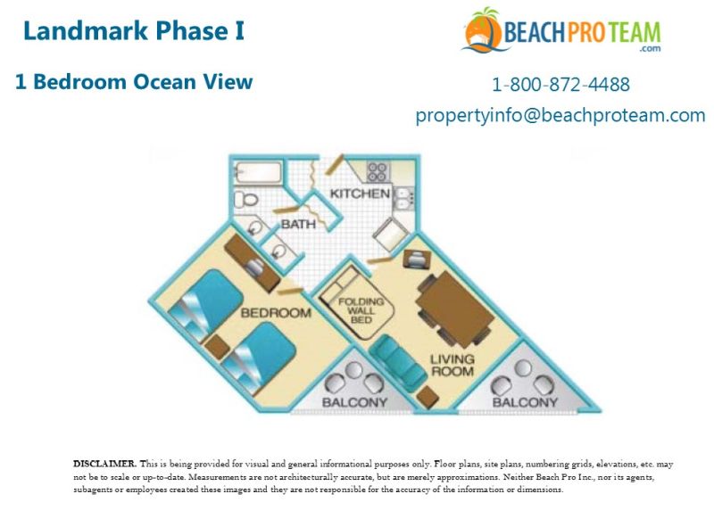 	Landmark Resort Floor Plan P - 1 Bedroom Oceanfront